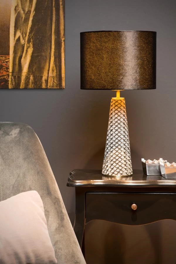 Lucide EXTRAVAGANZA VELVET - Table lamp - Ø 25 cm - 1xE27 - Black - atmosphere 2